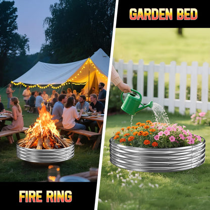 60 Inch Fire Pit Ring 5FT Galvanized Steel, 12" Raised Heavy Duty Wood Burning Fire Pits&Outdoor Fireplace, Heat Resistant Campfire Ring with Spark Guard, for Outdoor Backyard, Patio & Camping Use