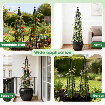 Obelisk Trellis for Climbing Plants, 4 FT Garden Trellises with 16mm Thickened Plastic-Coated Metal Pipes, Trellis for Climbing Potted Plant Vine Flower Rose Vegetable Tomato Cucumber Outdoor Indoor