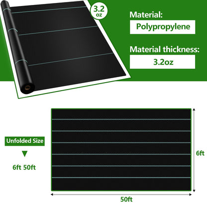 Flysogan 6ft×100ft Garden Weed Barrier Fabric Heavy Duty Landscape Fabric with Superior Permeability Easy Set up Weed Control Ground Cloth