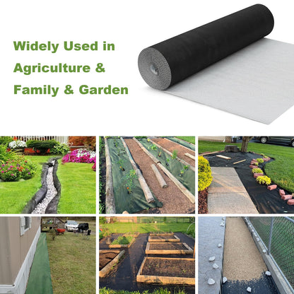 EnonGarden 3x100ft Non-Woven Weed Barrier Landscape Fabric, 3.5oz Heavy-Duty Garden Ground Cover White Weed Control Mat, Weed Blocker Mats Easy Setup for Yard, Garden Bed, Orchard, Farm, Fruit Trees