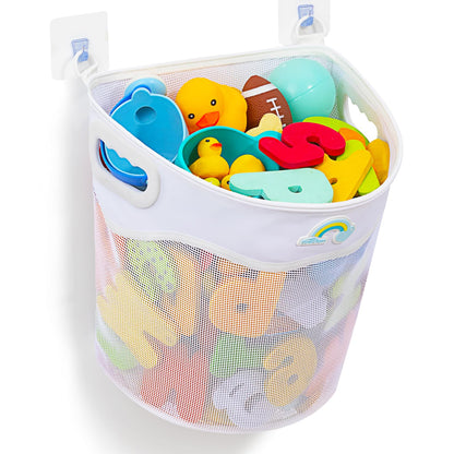 Austion Quick-Fetch Way Mesh Bath Toy Holder, Wide Opening and Large Capacity Bath tub Toy Storage for Easy Access to Toys, Space-Saving Wall-Mounted Bath Toy Organizer, Quick Dry Bathtub Toy Holder