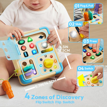 lalalark JOVA Electronic Busy Board – Montessori Learning Toddler Toy, 15 Lights & 9 Sounds, 5 Switches & Plugs, Sensory, Fidget, Travel Activities, Early Development, Easter Baby Gifts Toys Age 18M+