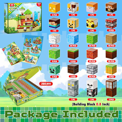 Magnetic Blocks-200PCS Magnetic Building Blocks, Magnets Cubes 2026 Upgraded Stacking Magnets for Kids Forest River Indoor Construction STEM Toys, Christmas Birthday Gifts for Boys & Girls Ages 3+