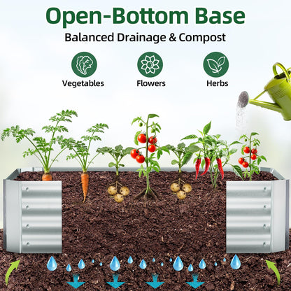 Ohuhu Raised Garden Bed with Cover Outdoor, 4x2x1 FT Galvanized Metal Planter Box with PVC Greenhouse Cover, Protects Plants from Frost Birds Insects, 3-in-1 Gardening Set for Vegetable Flower Herb