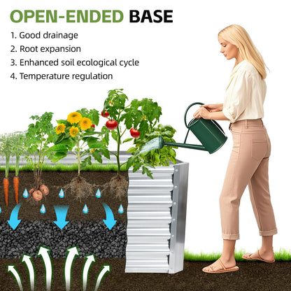 GoCampDirect 8x2x2ft Raised Garden Bed - Galvanized Deep Root Planter Boxes Outdoor with Wing Nuts and Safety Edges for Gardening Vegetables, Flowers, Herbs, Succulents - Silver