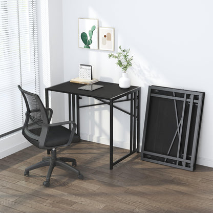 Lutown Teen Folding Computer Desk - 32 inch, Writing & Gaming, Small Space Office Desk, Black, No Assembly Required