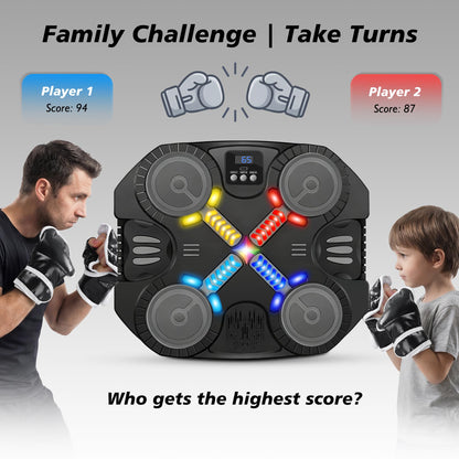 Music Boxing Machine Sport Toys for Kids,Wall Mounted Bluetooth Smart Punching Target,Training Pad Toy with Boxing Glove,Ideas Toys for Boys Girls Kids 3 4 5 6 7 8 9 10 11 12+ Years Old (Black)