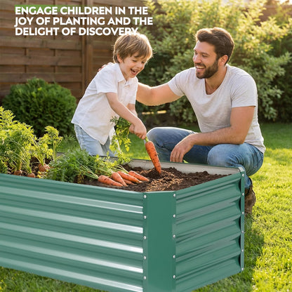 ZORMY 6×2×1.4ft Galvanized Raised Garden Bed Kit, Metal Planter Boxes Outdoor, High Raised Beds for Vegetables, Fruits, and Flowers - LotusGreen