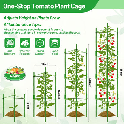 Legigo 4 Pack Tomato Cages with 10 Gallon Grow Bags- 48 Inch Tomato Trellis Planter Plant Support Stakes, Tomato Plant Cage Garden Trellis for Vertical Climbing Plants Vegetables Flowers Fruits