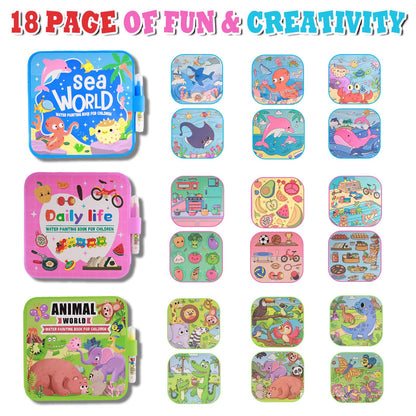 YECHISY Reusable Water Painting Books for Kids: 3 Pack Mess-Free Magic Water Coloring Books - Paint with Water Books, No Mess Coloring Travel Activity Toys for Toddlers Ages 3+