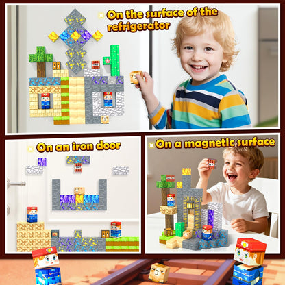 150 PCS Magnetic Blocks: Magnet Building Toys for Kids Ages 4-8, STEM Sensory Building Cubes for Toddlers, Build Mine Magnet World Set for 3-12 Boy Girl Years Old Birthday
