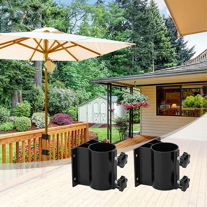 Wdwlbsm 2PCS Patio Umbrella Holder Outdoor Umbrella Stand Heavy Duty Umbrella Mount Bracket Umbrella Base Clamp Stand for Deck Railing, Fences，Docks, Courtyard Balcony, Patios