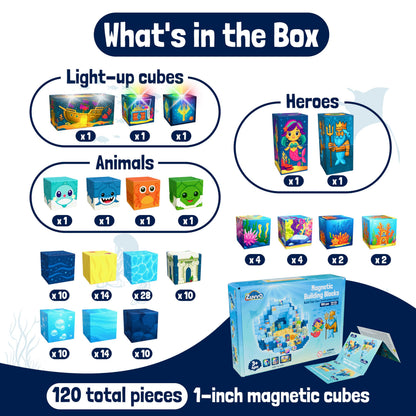 Zuvvo 120 PCS Light Up Magnetic Building Blocks for Kids – 1 Inch Magnet Cubes for Kids 3 4 5 6 7 8+, STEM Montessori Educational Toys, Sensory Learning Construction Toy Gift for Boys and Girls