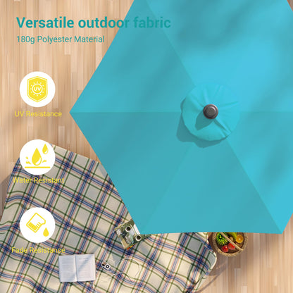 Bonosuki 7.5ft Outdoor Umbrella Patio Umbrella 2-Year-Non-Fading Steel umbrella outdoor patio with Push Button Tilt and Crank, Turquoise