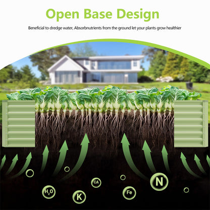Ayen Guard 2PCS 4x2x2FT Galvanized Raised Garden Bed,Galvanized Planter Boxes Outdoor, Large Metal Raised Garden Beds for Vegetables-Green