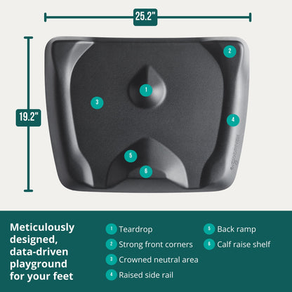 Standing Desk Mat - Topo Mini by Ergodriven | The Smaller Not-Flat Anti-Fatigue Standing Desk Mat with Calculated Terrain | Ultra-Thick Premium Comfort Foam, Durable, No PFAs or PVC | Obsidian Black