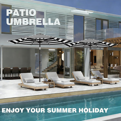 AreShark 9 FT Patio Umbrella for Outdoor, Outdoor Table Umbrella with Push Button Tilt and Crank, Outdoor Patio Umbrellas with 8 Sturdy Ribs for Market, Garden, Pool (Black & White Stripe)