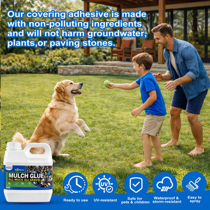 Mulch Glue for Landscaping,32 OZ Rock Glue & Gravel Binder, Water-Based Non-Toxic Landscape Adhesive, Weather-Resistant Mulch Anchor for Pea Gravel, Pebbles, Wood Chips & Decorative Stone