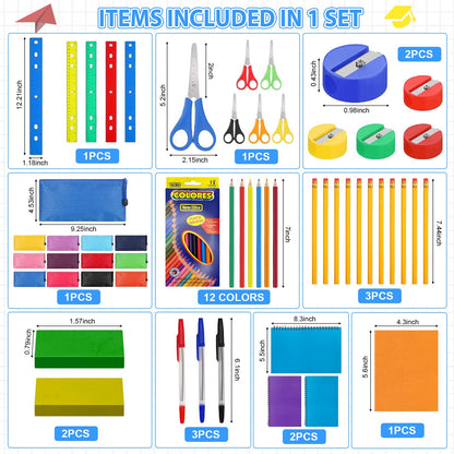 Back to School Supplies Bundle Kit Bulk for Christmas Shoebox Donation Essential Supplies Kit for Christian Charity Packing Party Samaritan Purse Gifts (12)