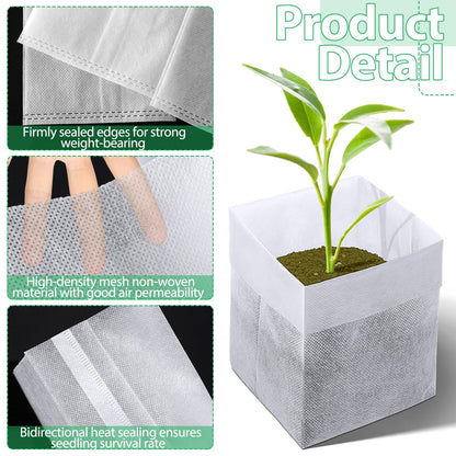 Augshy Nursery Growing Bags, 200Pcs Plant Grow Bag Non-Woven Fabric Seedling Pots Seedling Bag for Planting Seed Starting Pots Pouches for Vegetable Flower Fruit Saplings Tree (9" x 9")