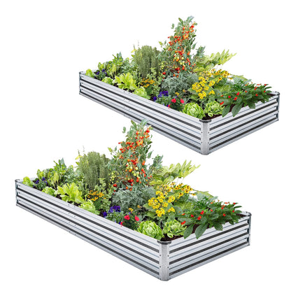Veezyo Galvanized Raised Garden Bed Kit - Metal Raised Planter 2pcs/Pack 6'x3'x1' for Flowers Plants, Vegetables Herb