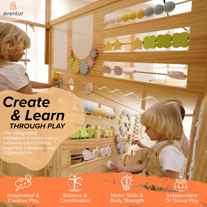 Avenlur Montessori Gym Alpine Wooden Jungle Gym with Indoor Swing, Toddler & Baby Climbing Toys, Rock Wall Perfect for Active Fun & Skill Development, Ages 2-8