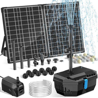 NFESOLAR 30W Solar Pond Filter Kit with Fountain Pump, 210 GPH Solar Pond Pump & Outdoor Filter Box, Submersible Water Pump with 16.4FT Cable & 6.6FT Tubing for Koi Pond, Fish Tank, Garden Fountain