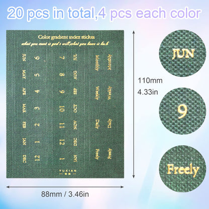 OIIKI Planner Monthly Tabs 20 Sheets, Monthly Tabs for Planners Index Tabs, Self Adhesive Month Tabs Stickers for Planners Office Study Journal Notebook Agendas Organizers Office Supplies