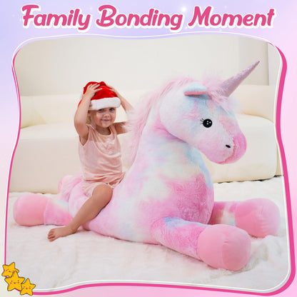 GADXV 49 inch Pink Unicorn Stuffed Animal, Giant Stuffed Unicorn Plush, Large Unicorn Stuffed Animal for Girls Big Pink Plush Birthday, Christmas