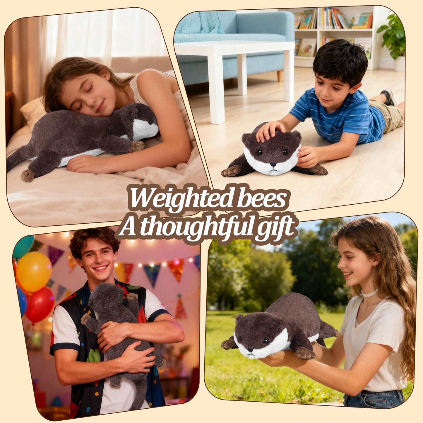 CSVBTRF Weighted Stuffed Animals, 4.1 lbs 18" Otter Plush Hugging Pillow, Otter Stuffed Animal Gifts for Kids Boys and Girls