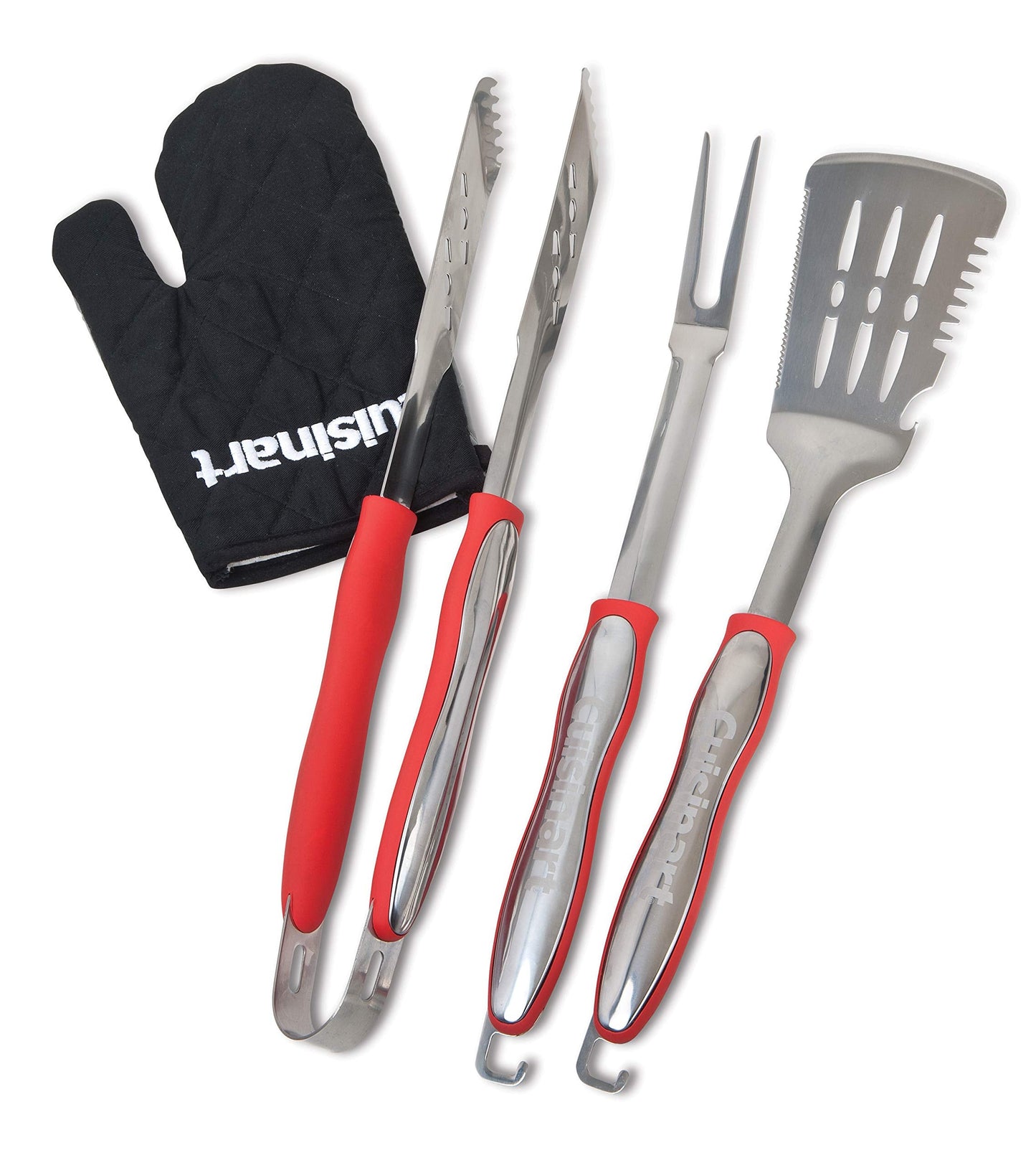 Cuisinart 3‑Piece Stainless Steel BBQ Grilling Tool Set with Grill Glove – Outdoor Grill Accessories, Perfect Grilling Gift for Men, Dads & Grill Masters, CGS-134