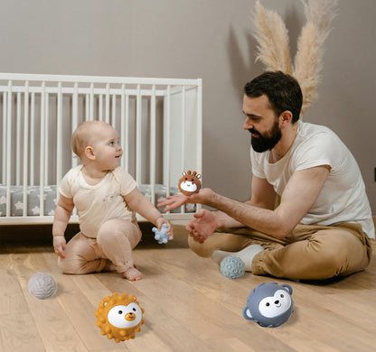 TMYIDO Baby Soft Textured Multi Soft Ball Gift Sets,Sensory Balls for Toddlers 06-18 Months,Cute Animal Shapes Sensory Ball for Babies,Montessori Toys for Babies 6-18 Months 6 Pack(Standard Edition)