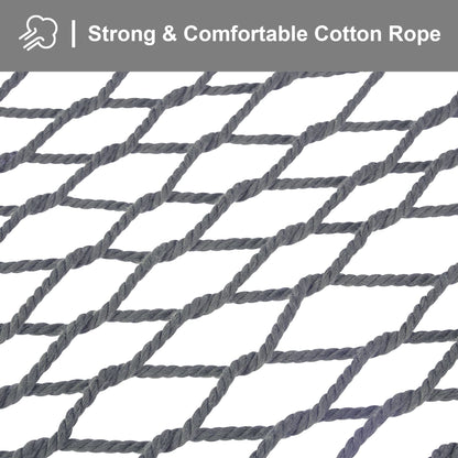 SUNCREAT Double Outdoor Hammock, Polyester Rope Hammock with Strong Spreader bar, Gray