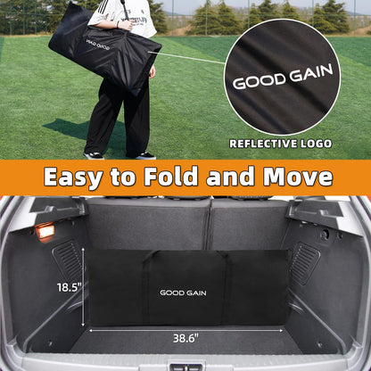 G GOOD GAIN Portable Soccer Bench - Team Bench Soccer 4 Seats with Bag, Sideline Folding Bench, Folded Chair Seating 4 for Football Camp Outdoor Sport Events, Team Chairs for Adults, Black
