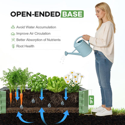 HEALSTOK Galvanized Raised Garden Bed Kits, 2 Pack Metal Planter Box Outdoor, 4x2x1ft Rectangular Steel Planter Bed for Vegetables, Fruits, Flowers, Herbs(Olive Green)