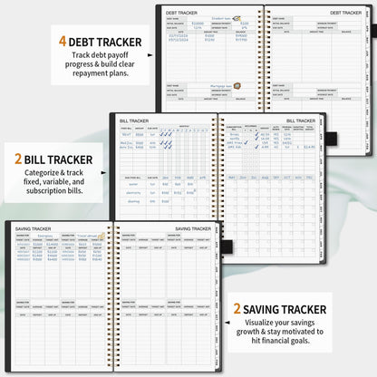 Budget Planner - Monthly Budget Book for Daily Expense Tracking, Business, Debt, Savings, B5 (7.3" x 10.15") Undated Financial Planner with Stickers Manages Your Money Effectively Anytime, Black