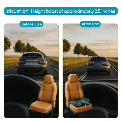 SitCushion Car Seat Cushion for Long Driving – X Large Memory Foam Seat Cushion for Sciatica & Tailbone Pain Relief, Orthopedic Coccyx Cushion with Non-Slip Bottom, Back Pillow for Car, Truck (Black)