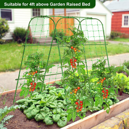 FOLLOOK Garden Cucumber Trellis for Climbing Plants Outdoor, 48x48inch U-Shape Arch Trellis for Garden Raised Bed, Plant Support for Grape Vine Tomato Vegetable Pea Bean, Green