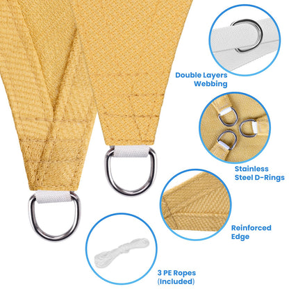 StorageTastic Triangle Sun Shade Sail - 12' x 12' x 12', Breathable Sunshades for Outdoor Patio, Garden, Deck, Yard, Tear & Fade, UV Block Awnings for Patio Shade with Ropes Resist Wear (Sand)