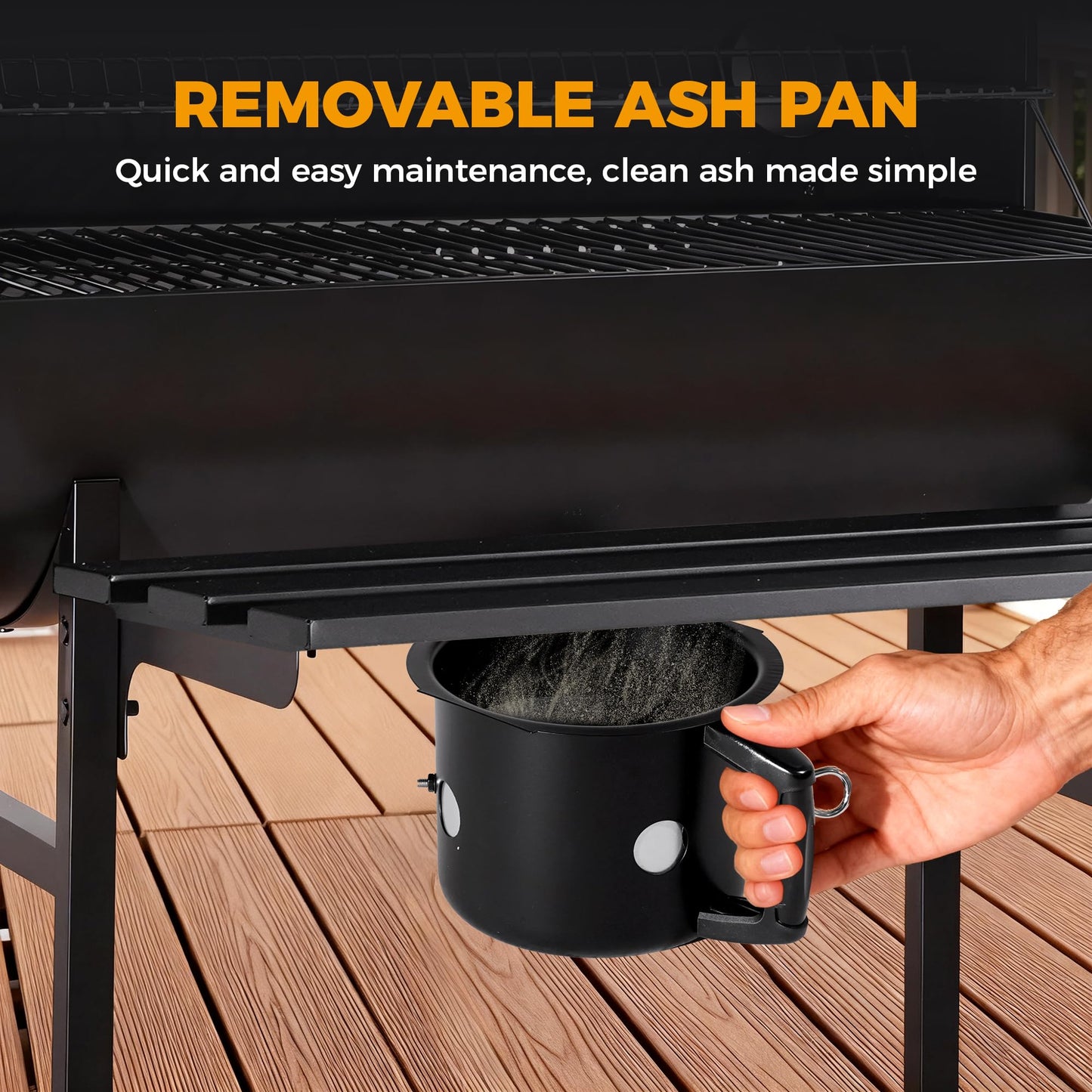 MASTER COOK Barrel Charcoal Grill with Foldable Front Shelf, 686 Sq.in. Cooking Area Outdoor bbq Grill,Thermometer and Adjustable Air Vents for Patio, Parties,Backyard, Tailgating, Black