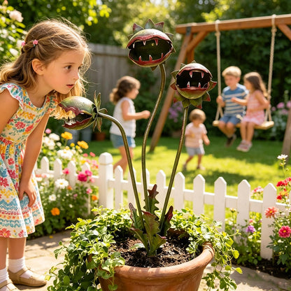 JENPECH 2026 Whimsical Metal Carnivorous Plant Garden Stake, 25-Inch Large Carnivorous Plant Garden Stake, Venus Flytrap Monster Plant Sculpture for Flower Beds, Patios & Planters (1pc)