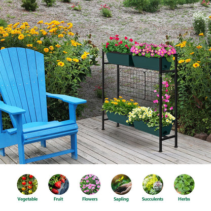 ETELI Vertical Raised Garden Beds 32.4" Tall Planter Raised Beds Boxes Outdoor Herb Garden Planter with Metal Fences Legs for Small Climbing Plant Gardening Vegetables Patio Balcony Porch, Green