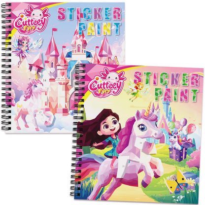 CutteeyFyry 2PCS Paint by Number Sticker Book Travel Activities Essentials for Girls Kids Ages 4-10 Road Trip & Airplane Toys & Long Car Rides, Birthday Present, Preschool Classroom Party Gifts