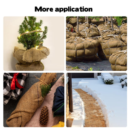 YEXEXINM 2 Pack Burlap Plant Covers Freeze Protection,15ftx40in Burlap Fabric Bags,Natural Burlap Plant Blankets,Plant Covers Freeze Protection for Winter Outdoor Bushes Trees Potted Plants