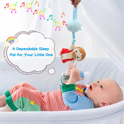 Yelakey Baby Jesus Musical Hanging Plush Toy with Lullaby Music Box Sensory Crib Toy for Newborn Baptism First Birthday Gift