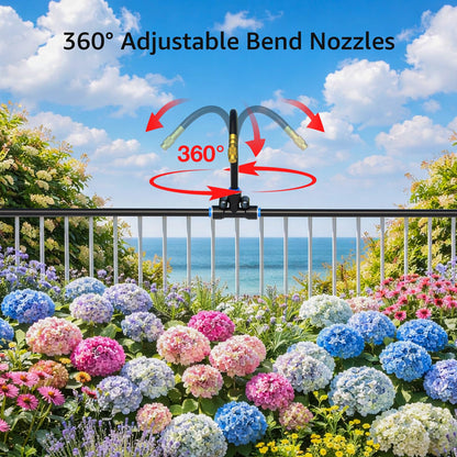 Bluepro Drip Irrigation System 100FT 1/4", 2026-Upgrade Garden Sprinkler Kit with 16PCS 360° Adjustable Copper Nozzles, Automatic Misting Watering System for Raised Beds, Greenhouse, Lawn, Patio, Yard