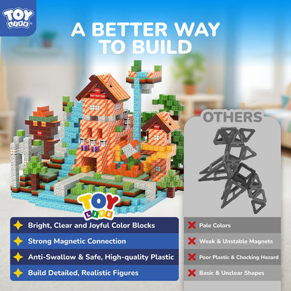 TOY Life Magnetic Blocks, Mine Magnet Block Set Build Frozen Princess Castle World for Kids Age 3+ Year Old Boys Girls, Magnetic Building Blocks for Toddler (108PCS Forest Castle)