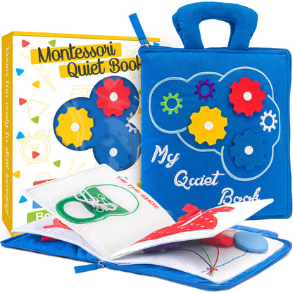 deMoca Toddler Travel Toys for Airplane and Car Rides, Quiet Busy Book for Toddlers 1-3, Plane Toys for 1 Year Old, Montessori Activity Book with All Parts Attached, Screen