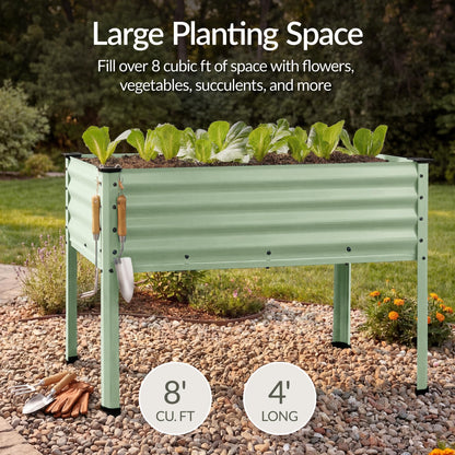 Best Choice Products 48x24x30in Galvanized Raised Garden Bed, Metal Elevated Planter Box, Vegetable Garden for Backyard, Patio, Balcony, 100% Non Toxic Materials - Sage Green