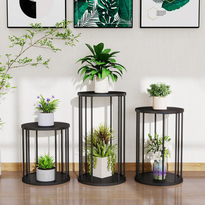 Leinade Plant Stand Indoor,small plant stool,Flower Pot Corner stand holder,Mid Century Heavy Duty Metal Tall Home Decor,Modern Round End Table,Small Rustic Display Stand for Living Room,Bedroom(Black,14In)
